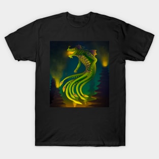 Sea Dragon Leviathan With Volcano T-Shirt